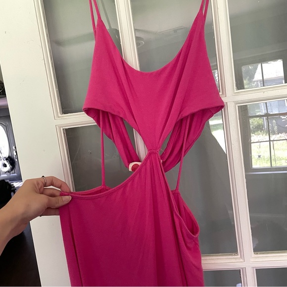 Free People Piper Fuchsia Pink Sleeveless Cutout Midi Maxi Casual Dress L 12/14 - Picture 4 of 6